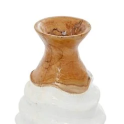 Set Of 2 White Teak Wood Coastal Style Vase 6", 10" -Flowers Michael Store D502668S 3
