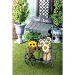Black Metal Farmhouse Plantstand, 32" X 44" -Flowers Michael Store D503990S 9