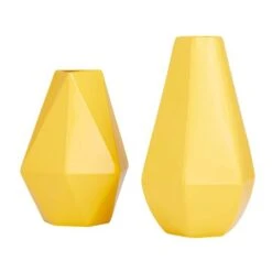 CosmoLiving By Cosmopolitan Yellow Iron Contemporary Vase, 12" X 10" -Flowers Michael Store D507795S 6