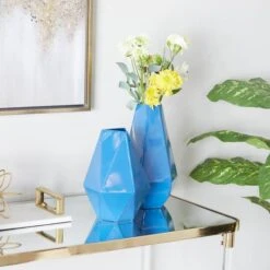 CosmoLiving By Cosmopolitan Blue Iron Contemporary Vase, 12" X 10" 19 CosmoLiving By Cosmopolitan Blue Iron Contemporary Vase, 12" X 10" -Flowers Michael Store D507796S 8