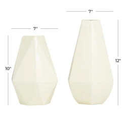 CosmoLiving By Cosmopolitan Cream Iron Contemporary Vase, 12" X 10" -Flowers Michael Store D507798S 7