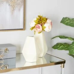 CosmoLiving By Cosmopolitan Cream Iron Contemporary Vase, 12" X 10" -Flowers Michael Store D507798S 8