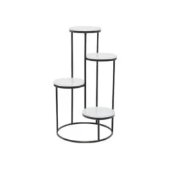 White Iron Modern Plantstand, 31" X 17" X 17"