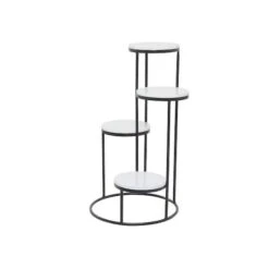 White Iron Modern Plantstand, 31" X 17" X 17" -Flowers Michael Store D508298S 3