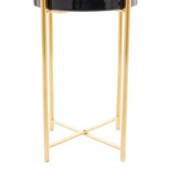 CosmoLiving By Cosmopolitan Set Of 2 Black Iron Contemporary Planter, 24" X 10" X 10" -Flowers Michael Store D508344S 6