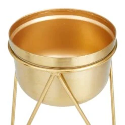 Set Of 2 Gold Iron Modern Planter, 10" X 7" X 7" -Flowers Michael Store D508348S 3