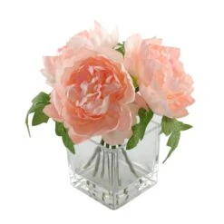 Flora Bunda® 8" Pink Peony Arrangement In Glass Pot