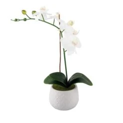 Flora Bunda® 16" Real-Touch Orchid In Ceramic Pot