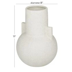 CosmoLiving By Cosmopolitan White Ceramic Modern Vase, 8" X 11" -Flowers Michael Store D511342S 6
