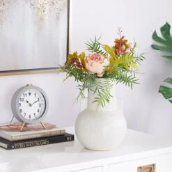 CosmoLiving By Cosmopolitan White Ceramic Modern Vase, 8" X 11" -Flowers Michael Store D511342S 7