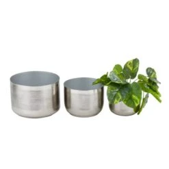 CosmoLiving By Cosmopolitan Iron Modern Planter Set Silver -Flowers Michael Store D511416S 2