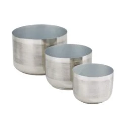 CosmoLiving By Cosmopolitan Iron Modern Planter Set Silver -Flowers Michael Store D511416S 3