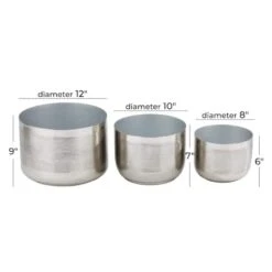 CosmoLiving By Cosmopolitan Iron Modern Planter Set Silver -Flowers Michael Store D511416S 7