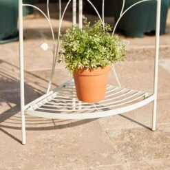 Glitzhome® 3-Tiered Metal Corner Shelf Planter Stand White -Flowers Michael Store D583517S 4
