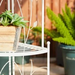 Glitzhome® 3-Tiered Metal Corner Shelf Planter Stand White -Flowers Michael Store D583517S 6