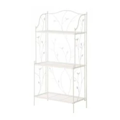 Glitzhome® Rectangular 3-Tiered Metal Shelf Planter Stand White