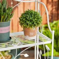 Glitzhome® Rectangular 3-Tiered Metal Shelf Planter Stand White -Flowers Michael Store D583518S 5