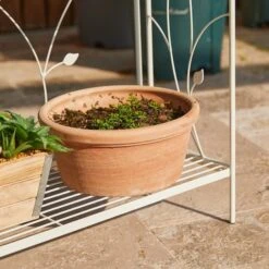 Glitzhome® Rectangular 3-Tiered Metal Shelf Planter Stand White -Flowers Michael Store D583518S 6