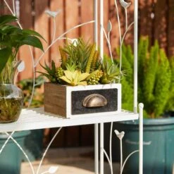 Glitzhome® Rectangular 3-Tiered Metal Shelf Planter Stand White -Flowers Michael Store D583518S 7