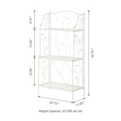 Glitzhome® Rectangular 3-Tiered Metal Shelf Planter Stand White -Flowers Michael Store D583518S 8