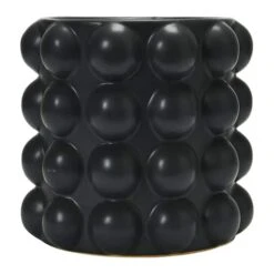 Hello Honey® 9" Black Stoneware Planter With Raised Dots