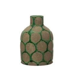 Hello Honey® 9'' Green Terra Cotta Vase With Wax Relief Dots