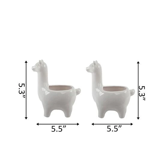 Flora Bunda 5" White Empty Ceramic Llama Set 5 Flora Bunda 5" White Empty Ceramic Llama Set - Image 3