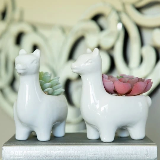 Flora Bunda 5" White Empty Ceramic Llama Set 6 Flora Bunda 5" White Empty Ceramic Llama Set - Image 4