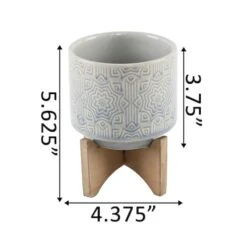 Flora Bunda 4.25" Glass Blue Star Ceramic Planter On Stand -Flowers Michael Store D599998S 2