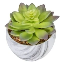 Northlight 4" Green & Purple Succulent In Faux Marble Pot -Flowers Michael Store D602901S 5