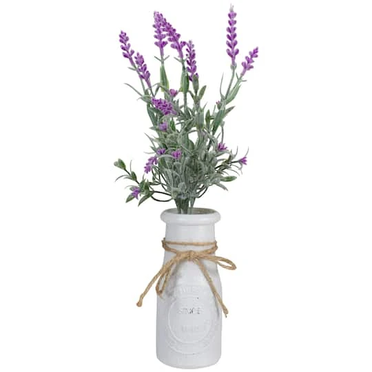 Northlight 13'' Artificial Lavender Arrangement In Milk Bottle 4 Northlight 13'' Artificial Lavender Arrangement In Milk Bottle - Image 2
