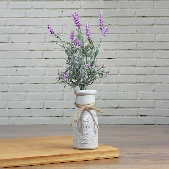 Northlight 13'' Artificial Lavender Arrangement In Milk Bottle 5 Northlight 13'' Artificial Lavender Arrangement In Milk Bottle - Image 3