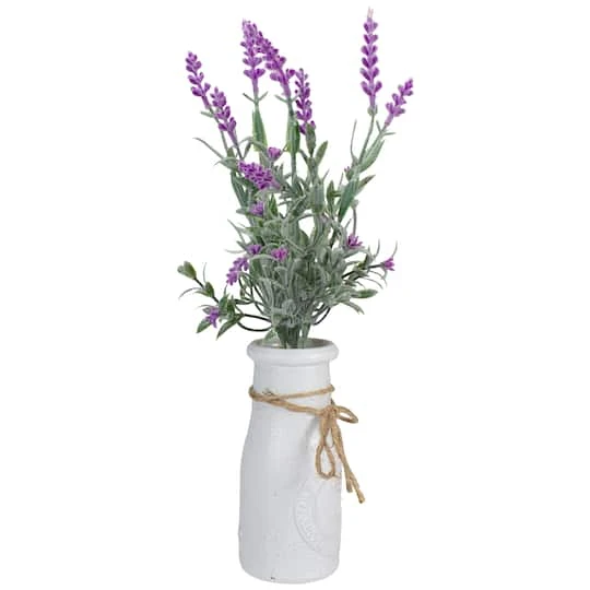 Northlight 13'' Artificial Lavender Arrangement In Milk Bottle 6 Northlight 13'' Artificial Lavender Arrangement In Milk Bottle - Image 4
