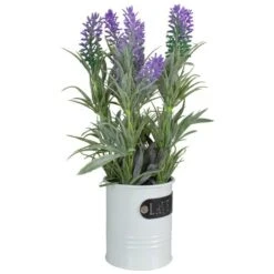Northlight 11'' Artificial Lavender Arrangement In White Tin Can -Flowers Michael Store D602987S 3