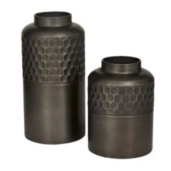 Dark Gray Metal Modern Vase Set -Flowers Michael Store D616598S 2