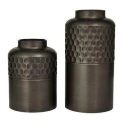 Dark Gray Metal Modern Vase Set -Flowers Michael Store D616598S 4