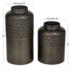 Dark Gray Metal Modern Vase Set -Flowers Michael Store D616598S 5