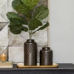 Dark Gray Metal Modern Vase Set -Flowers Michael Store D616598S 6