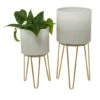 White Metal Modern Planter Set 1 White Metal Modern Planter Set -Flowers Michael Store D620427S 1