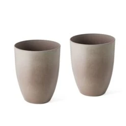 Glitzhome® 17" Eco-Friendly Oversized Faux Ceramic Tall Bowl Planters, 2ct. Sand Beige