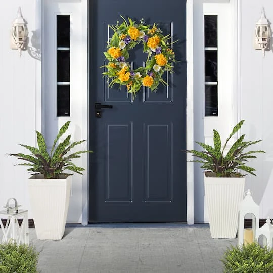 Glitzhome® 23" Eco-Friendly Oversized Faux Concrete Square Fluted Pot Planters, 2ct. White 7 Glitzhome® 23" Eco-Friendly Oversized Faux Concrete Square Fluted Pot Planters, 2ct. White - Image 5