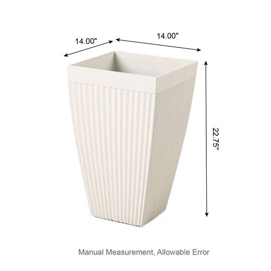 Glitzhome® 23" Eco-Friendly Oversized Faux Concrete Square Fluted Pot Planters, 2ct. White 11 Glitzhome® 23" Eco-Friendly Oversized Faux Concrete Square Fluted Pot Planters, 2ct. White - Image 9