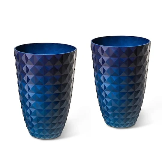 Glitzhome® Eco-Friendly Oversized Faux Cobalt Blue Ceramic Tall Bowl Plastic Pot Planter Set 3 Glitzhome® Eco-Friendly Oversized Faux Cobalt Blue Ceramic Tall Bowl Plastic Pot Planter Set