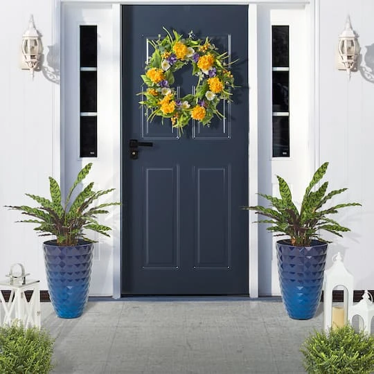 Glitzhome® Eco-Friendly Oversized Faux Cobalt Blue Ceramic Tall Bowl Plastic Pot Planter Set 8 Glitzhome® Eco-Friendly Oversized Faux Cobalt Blue Ceramic Tall Bowl Plastic Pot Planter Set - Image 6