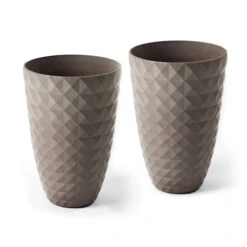 Glitzhome® 19.7" Eco-Friendly Oversized Faux Ceramic Pot Planters, 2ct. Sand Beige
