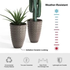 Glitzhome® 19.7" Eco-Friendly Oversized Faux Ceramic Pot Planters, 2ct. Sand Beige -Flowers Michael Store D622971S 17