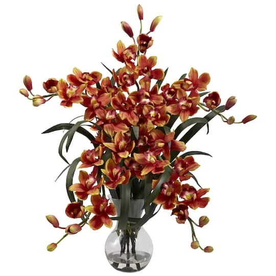 3ft. Large Cymbidium Artificial Arrangement With Vase 4 3ft. Large Cymbidium Artificial Arrangement With Vase - Image 2