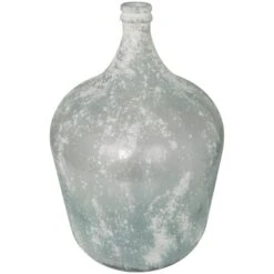 22" Frosted Clear Spanish Bottle Recycled Glass Vase