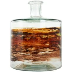 10" Clear & Brown Swirl Abstract Spanish Bottle Recycled Glass Vase -Flowers Michael Store D758431S 3