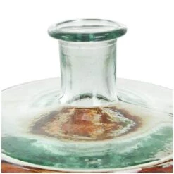 10" Clear & Brown Swirl Abstract Spanish Bottle Recycled Glass Vase -Flowers Michael Store D758431S 4
